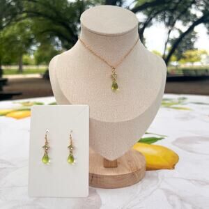 Peridot Czech Glass August Birthstone Forest Green Dainty Casual Jewelry Set